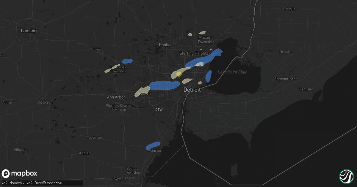 Hail map in Dearborn, MI on May 19, 2026