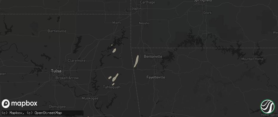 Hail map in Decatur, AR on May 19, 2026