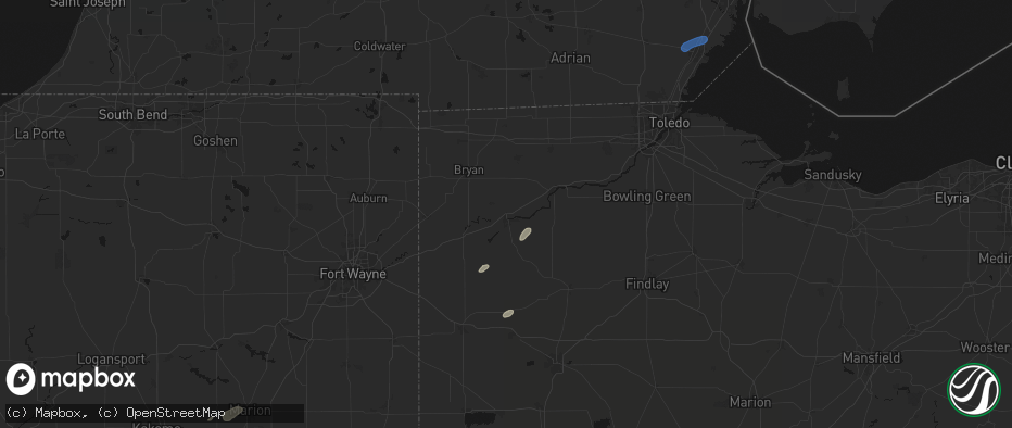 Hail map in Defiance, OH on May 19, 2026