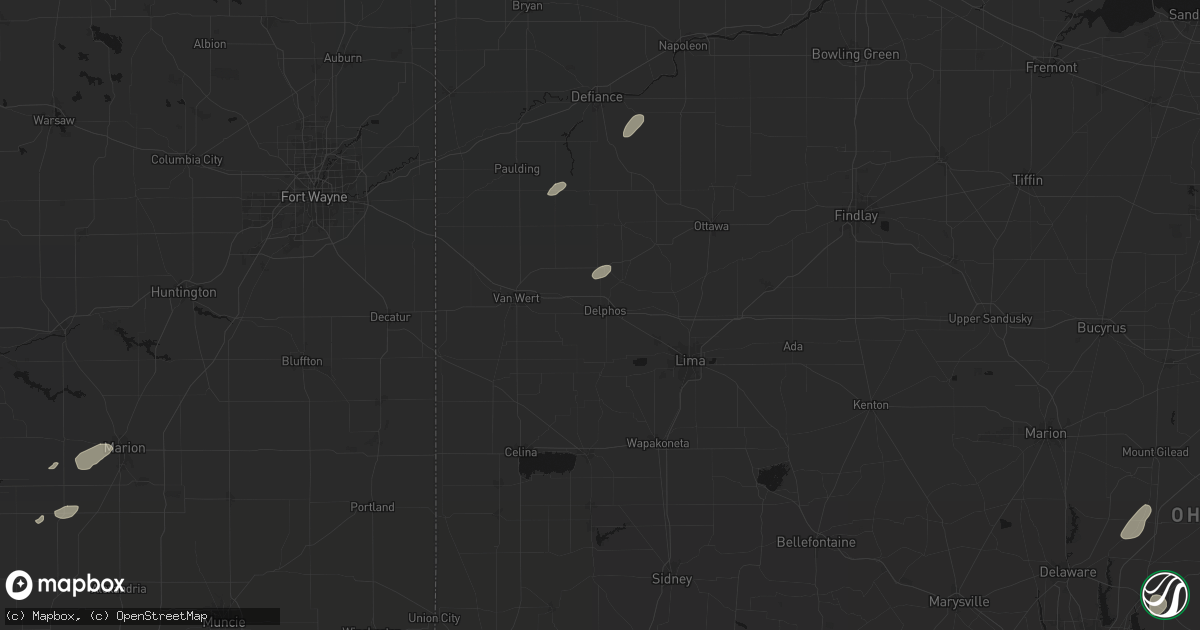 Hail map in Delphos, OH on May 19, 2026