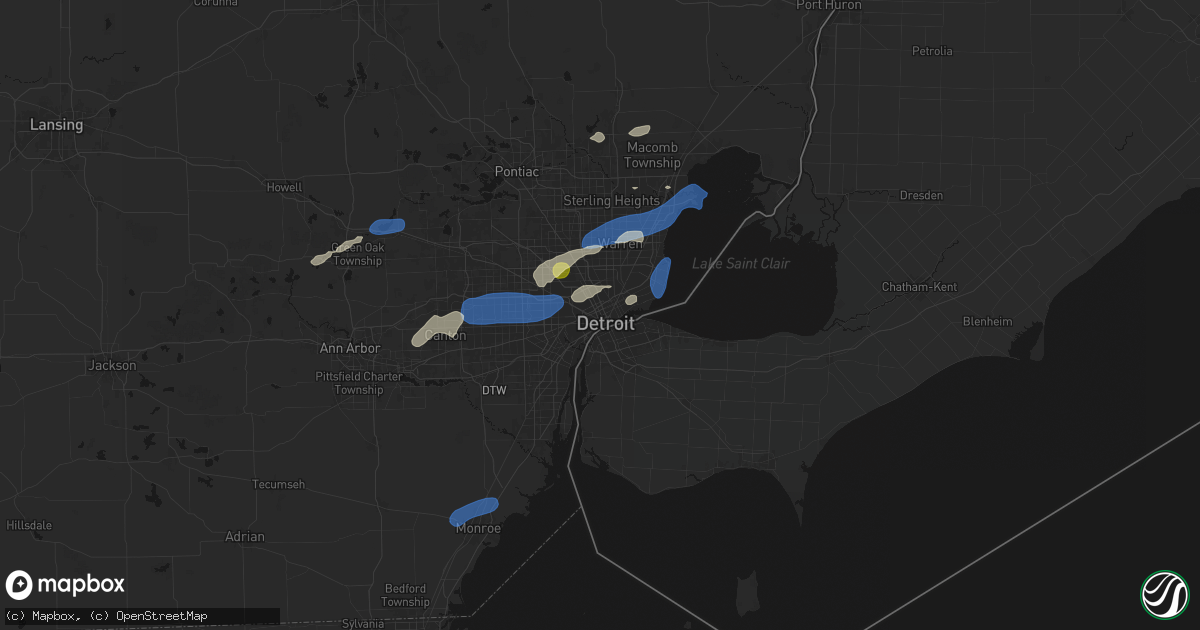 Hail map in Detroit, MI on May 19, 2026