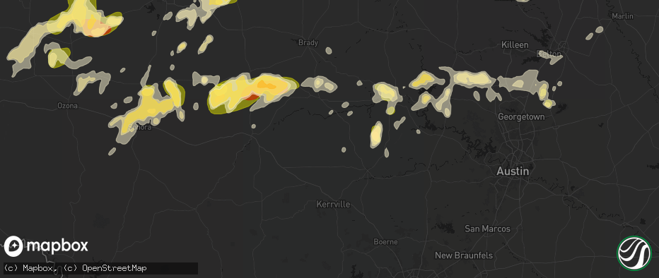 Hail map in Doss, TX on May 19, 2026