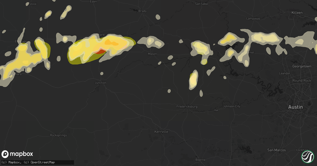 Hail map in Doss, TX on May 19, 2026