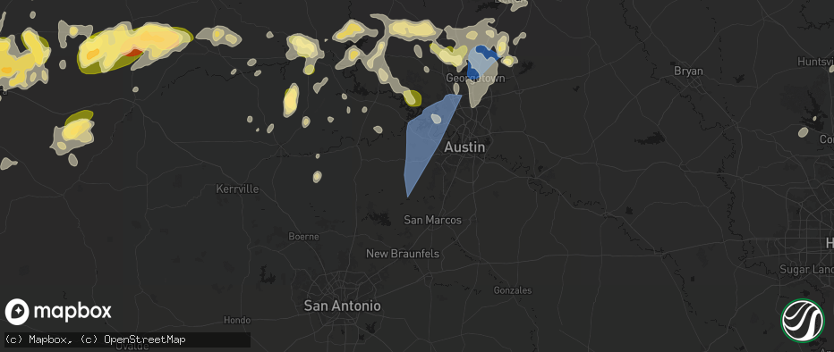 Hail map in Driftwood, TX on May 19, 2026