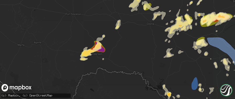 Hail map in Dryden, TX on May 19, 2026