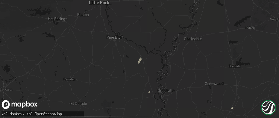 Hail map in Dumas, AR on May 19, 2026