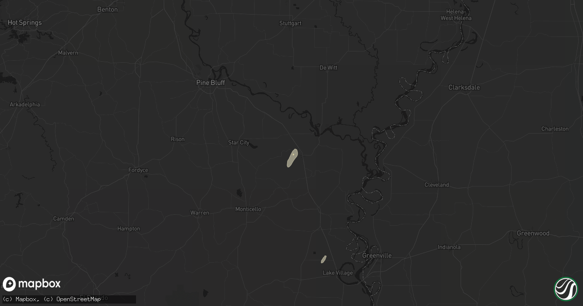 Hail map in Dumas, AR on May 19, 2026