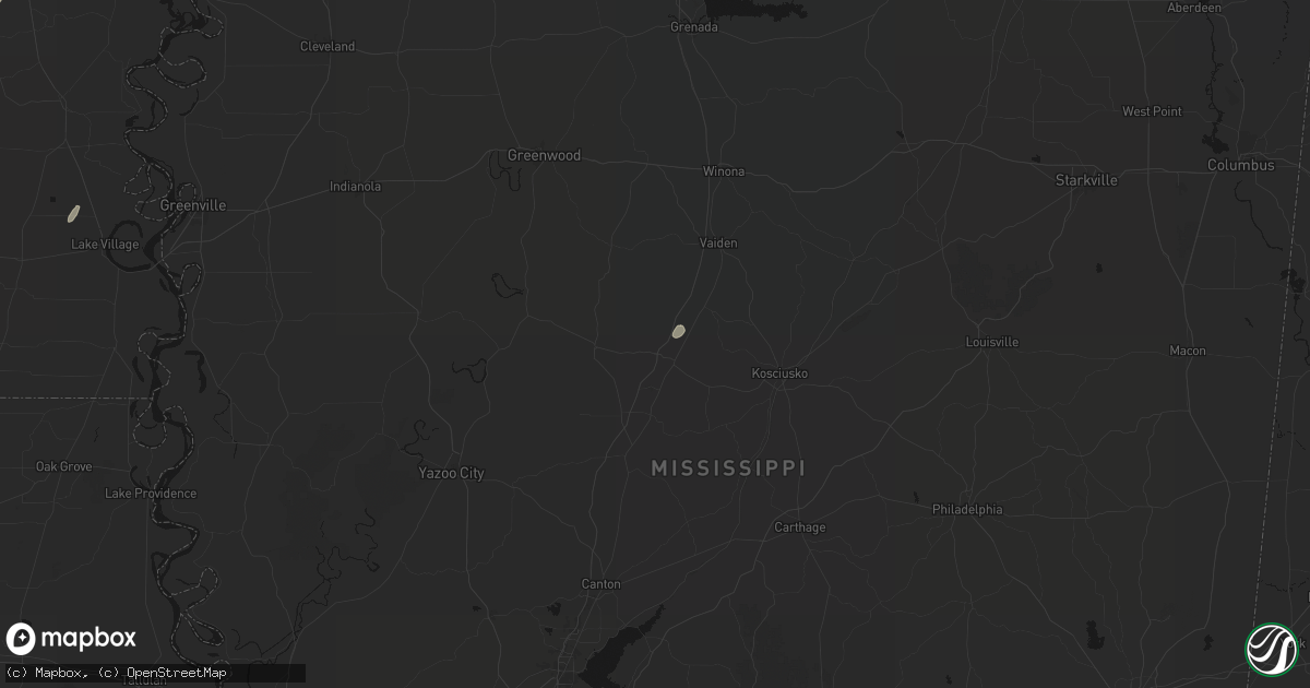 Hail map in Durant, MS on May 19, 2026