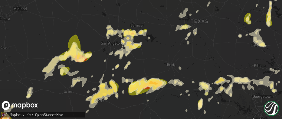 Hail map in Eden, TX on May 19, 2026