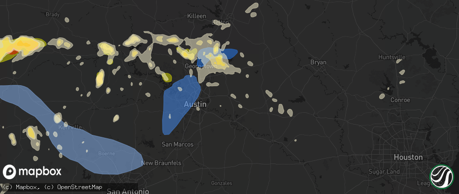 Hail map in Elgin, TX on May 19, 2026