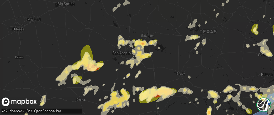 Hail map in Eola, TX on May 19, 2026
