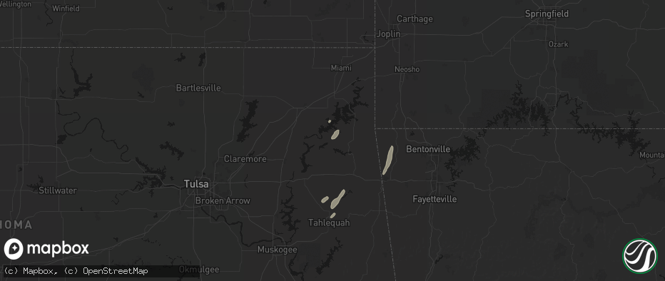 Hail map in Eucha, OK on May 19, 2026