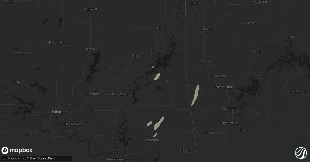 Hail map in Eucha, OK on May 19, 2026