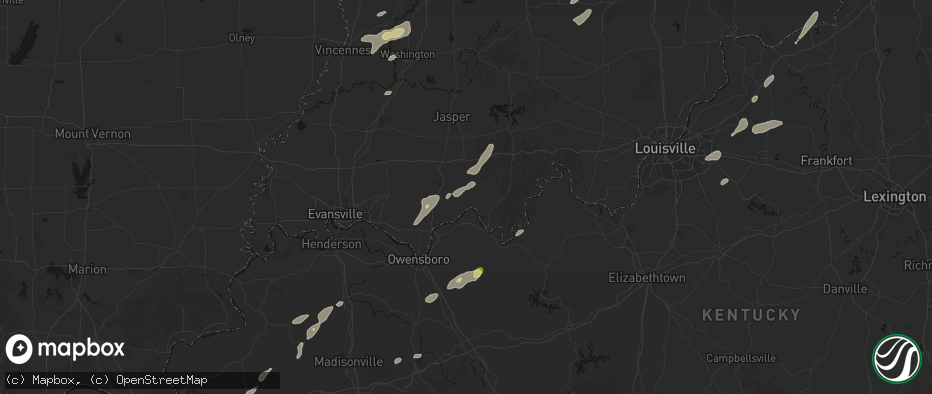 Hail map in Evanston, IN on May 19, 2026