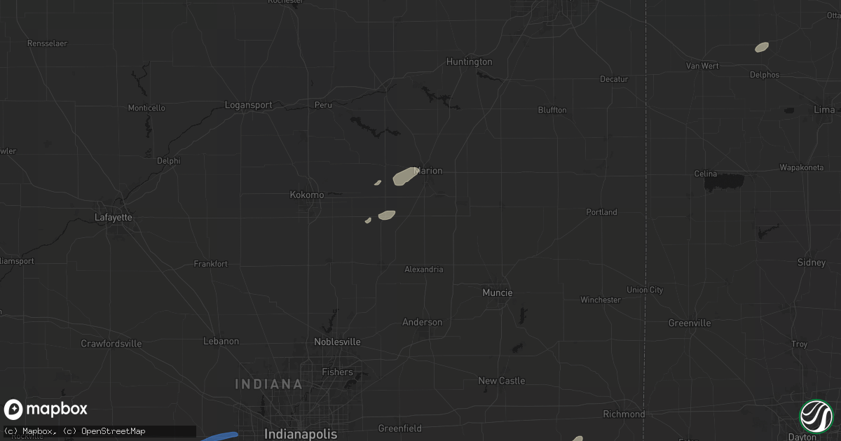 Hail map in Fairmount, IN on May 19, 2026