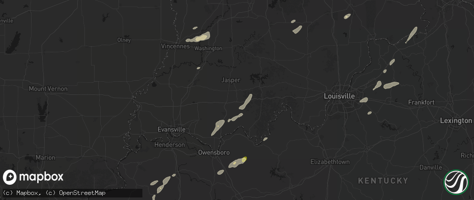 Hail map in Ferdinand, IN on May 19, 2026