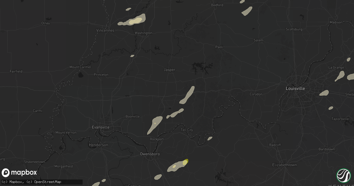Hail map in Ferdinand, IN on May 19, 2026