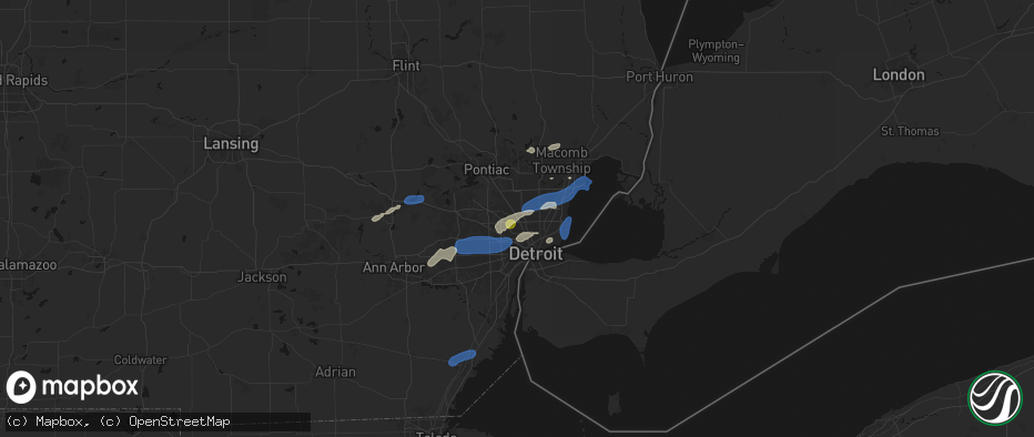 Hail map in Ferndale, MI on May 19, 2026