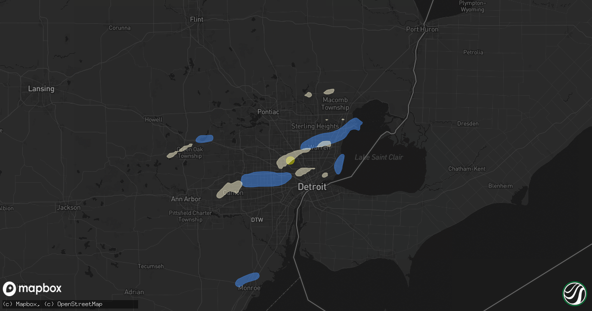 Hail map in Ferndale, MI on May 19, 2026