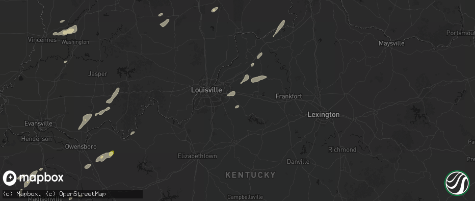 Hail map in Fisherville, KY on May 19, 2026