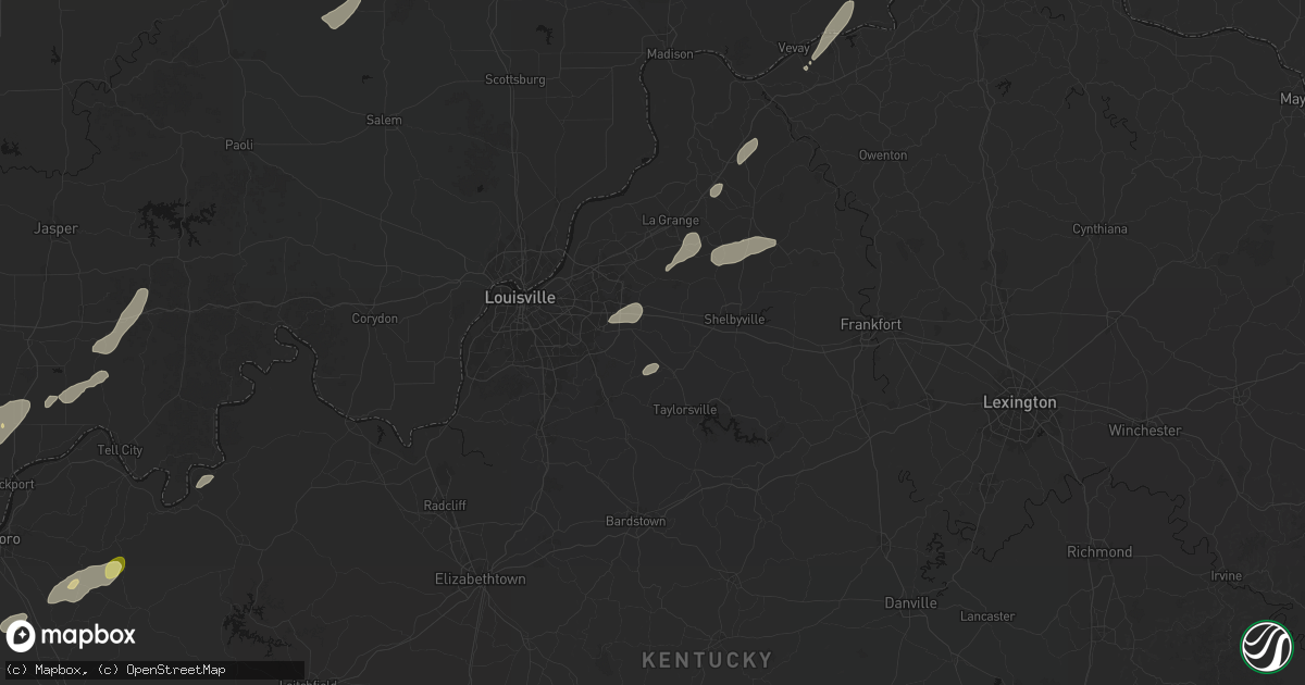 Hail map in Fisherville, KY on May 19, 2026