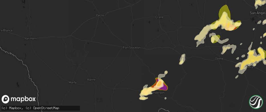 Hail map in Fort Stockton, TX on May 19, 2026