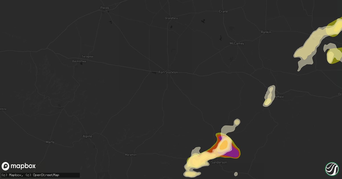 Hail map in Fort Stockton, TX on May 19, 2026