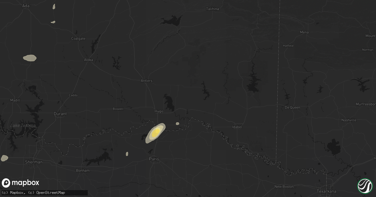 Hail map in Fort Towson, OK on May 19, 2026