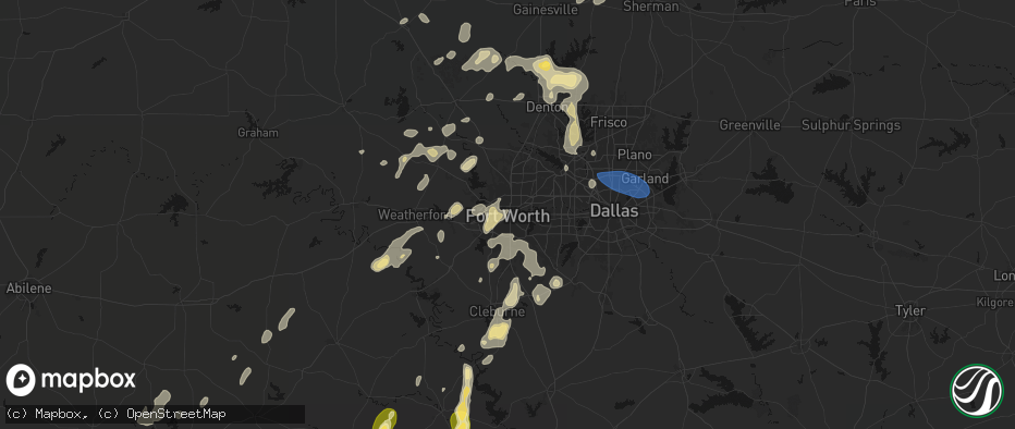 Hail map in Fort Worth, TX on May 19, 2026