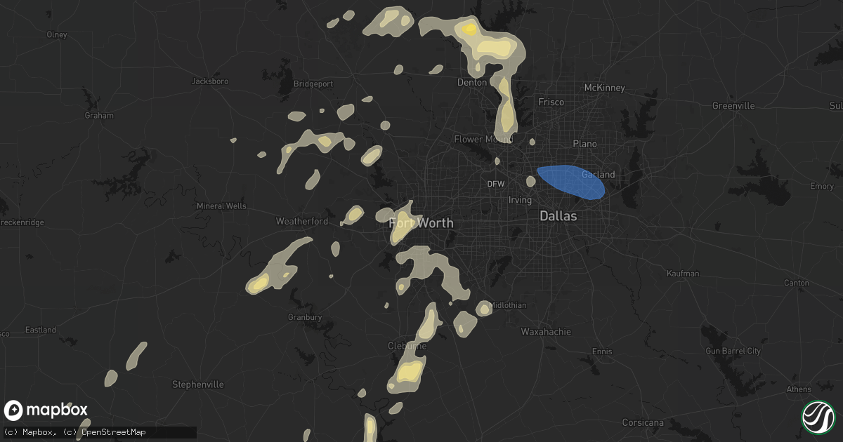 Hail map in Fort Worth, TX on May 19, 2026