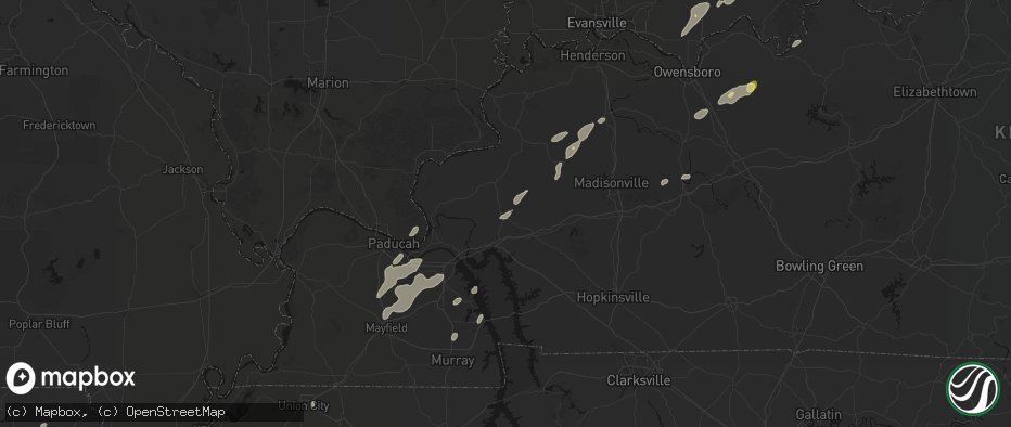 Hail map in Fredonia, KY on May 19, 2026