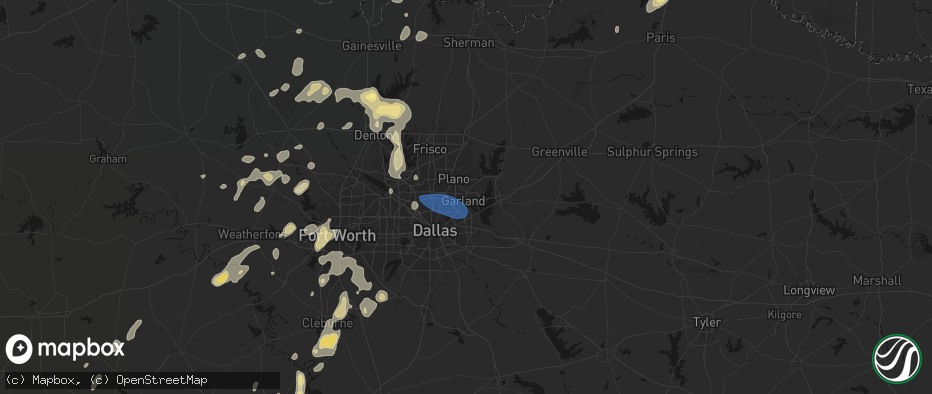 Hail map in Garland, TX on May 19, 2026