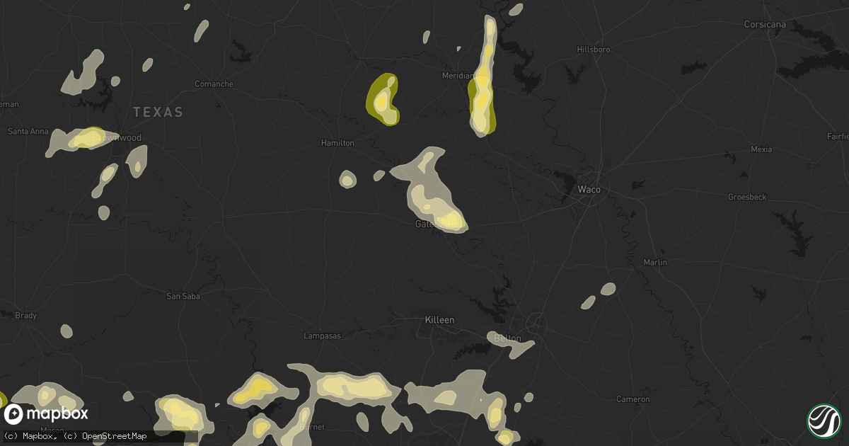Hail map in Gatesville, TX on May 19, 2026
