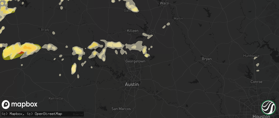 Hail map in Georgetown, TX on May 19, 2026