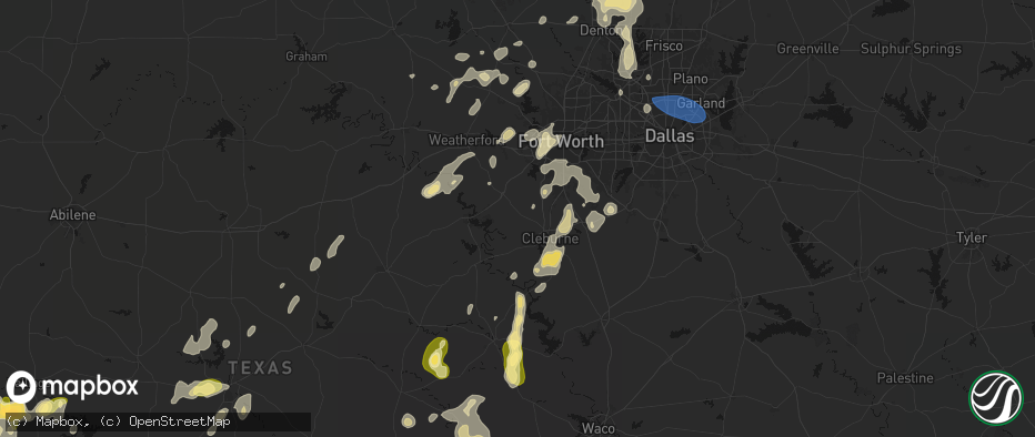 Hail map in Godley, TX on May 19, 2026