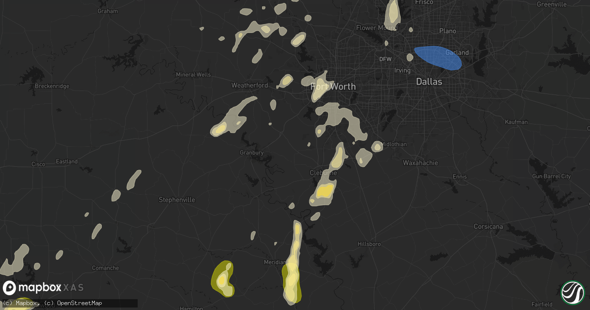 Hail map in Godley, TX on May 19, 2026