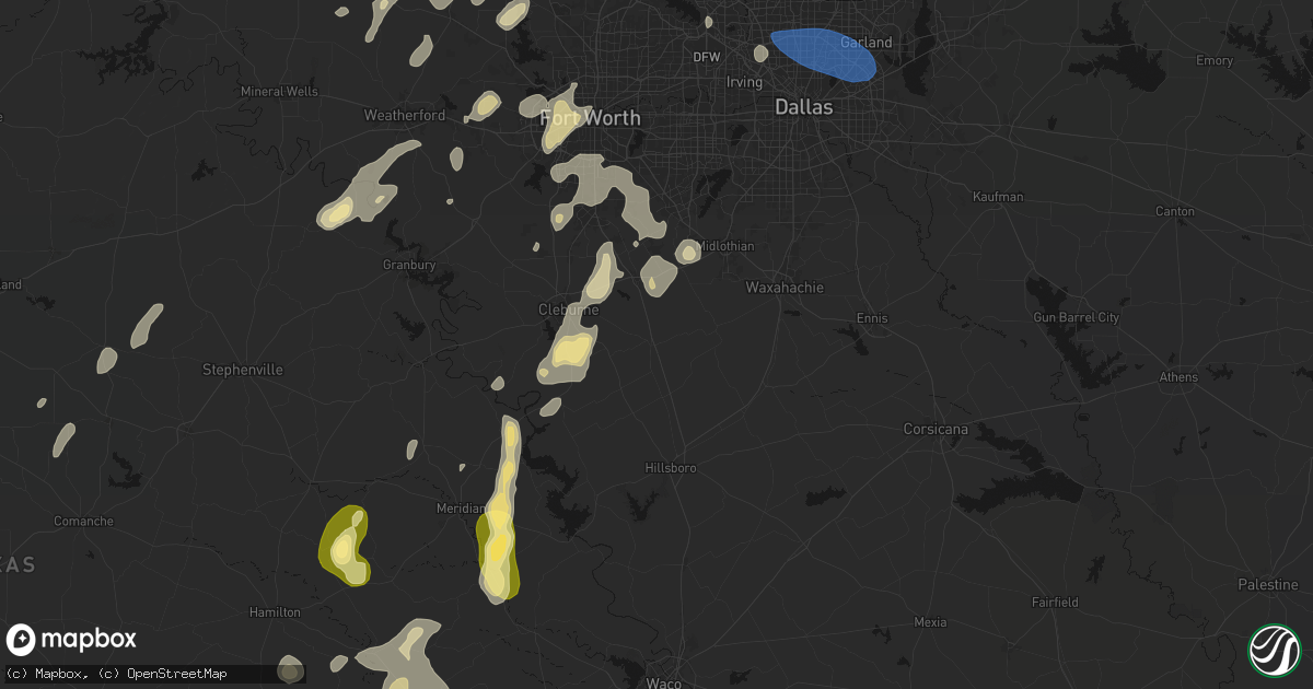 Hail map in Grandview, TX on May 19, 2026