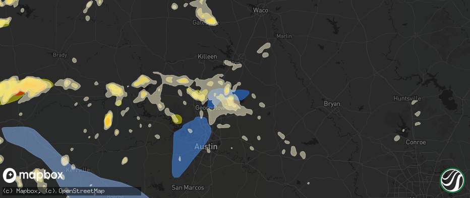Hail map in Granger, TX on May 19, 2026