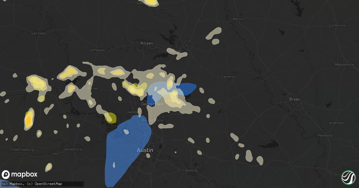 Hail map in Granger, TX on May 19, 2026