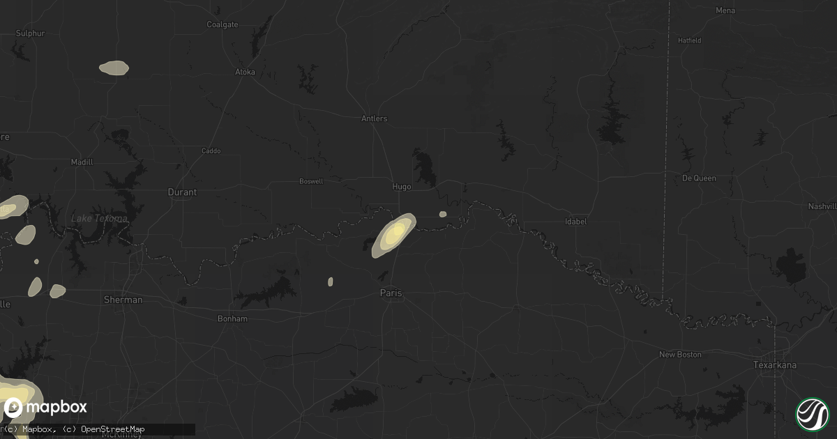 Hail map in Grant, OK on May 19, 2026