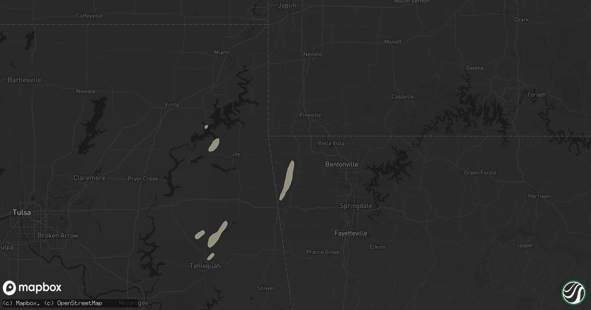 Hail map in Gravette, AR on May 19, 2026