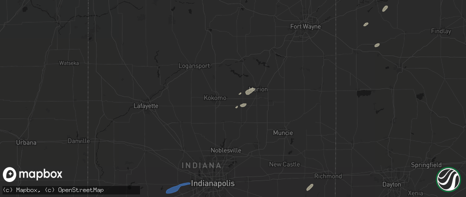 Hail map in Greentown, IN on May 19, 2026