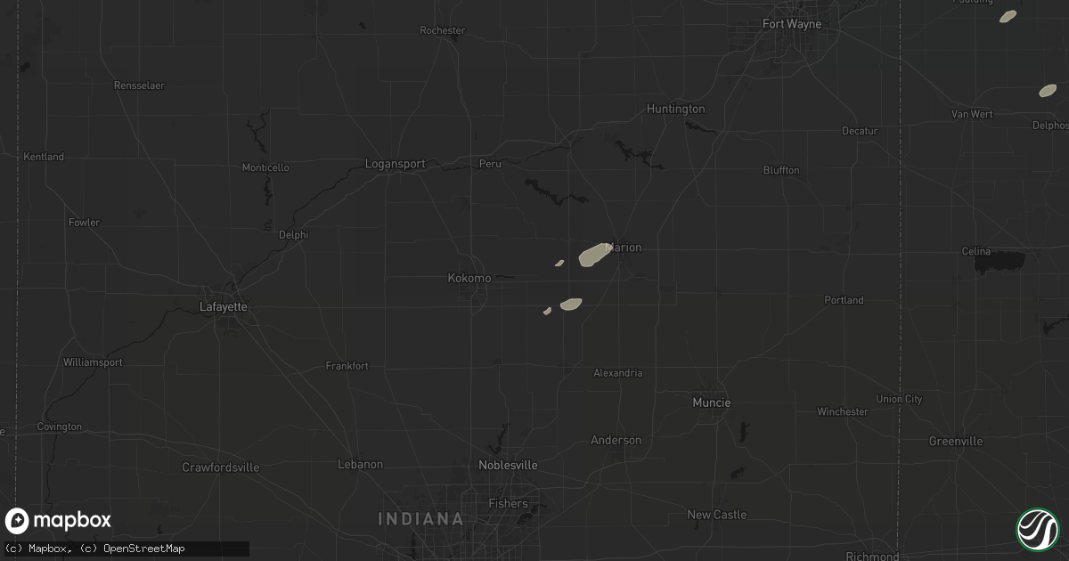 Hail map in Greentown, IN on May 19, 2026