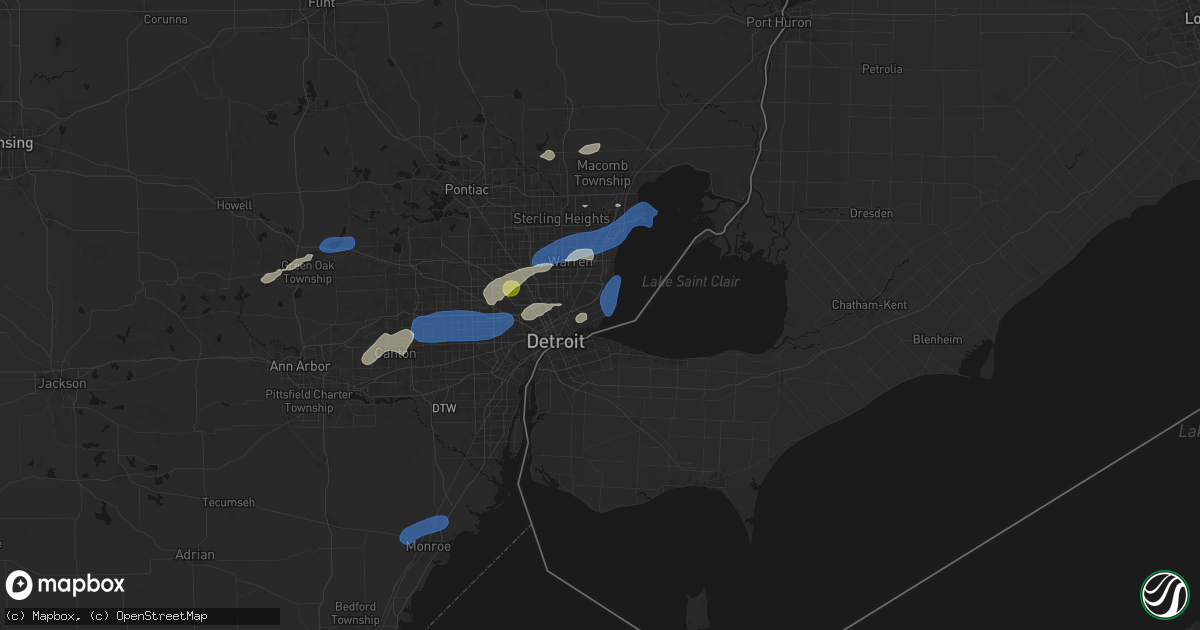 Hail map in Grosse Pointe, MI on May 19, 2026