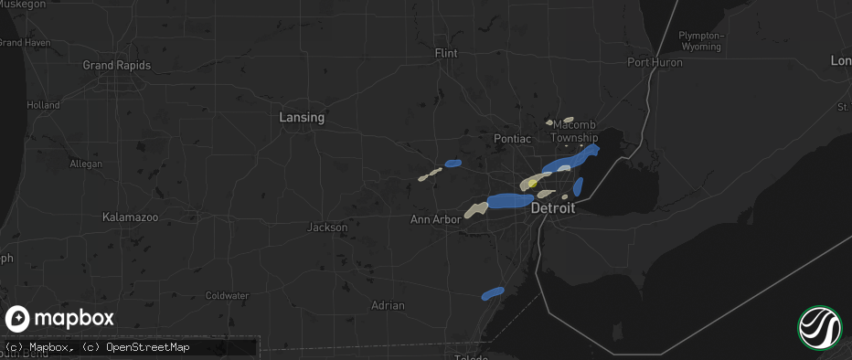 Hail map in Hamburg, MI on May 19, 2026