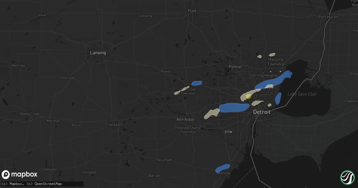 Hail map in Hamburg, MI on May 19, 2026