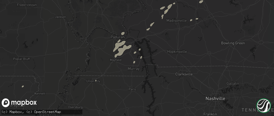 Hail map in Hardin, KY on May 19, 2026