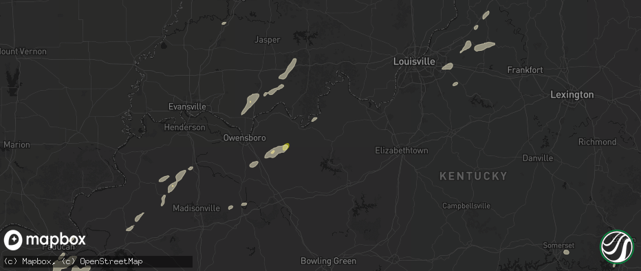Hail map in Hardinsburg, KY on May 19, 2026