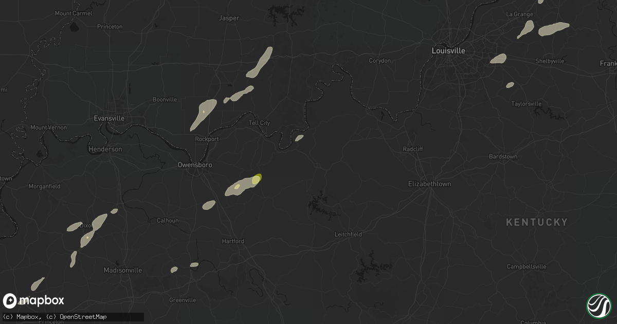 Hail map in Hardinsburg, KY on May 19, 2026