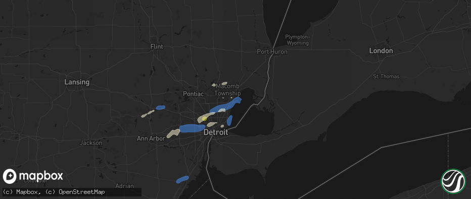 Hail map in Harrison Township, MI on May 19, 2026